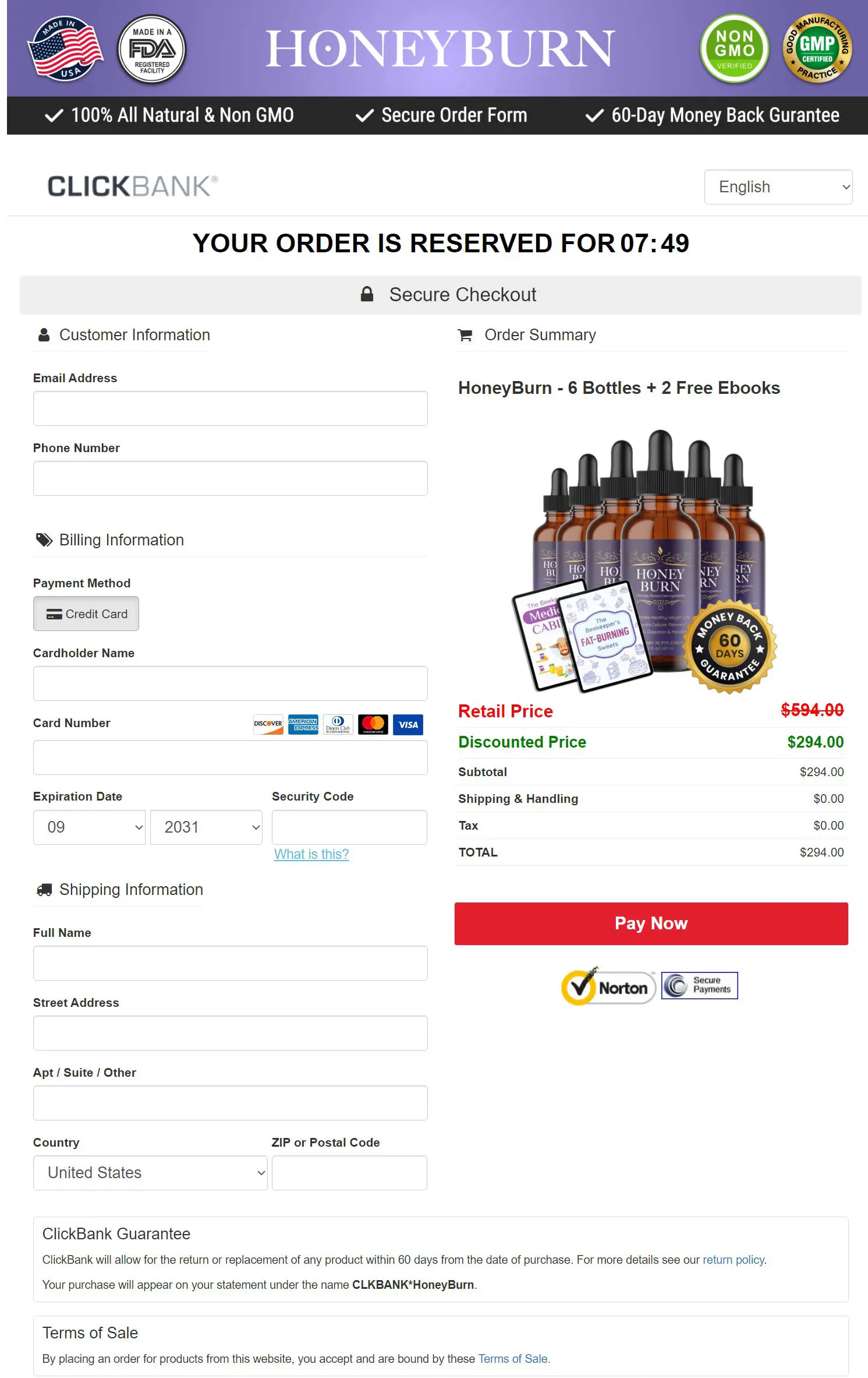 HoneyBurn secure checkout